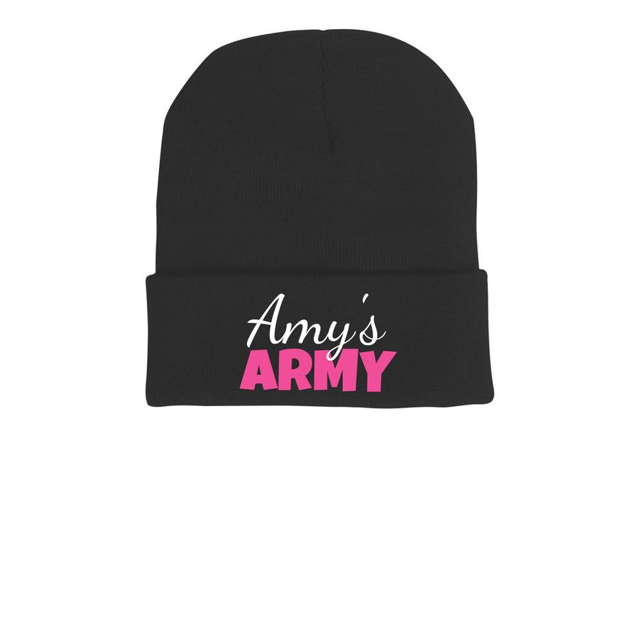 Amy's ARMY Beanie, a Black Printed Cuffed Beanie