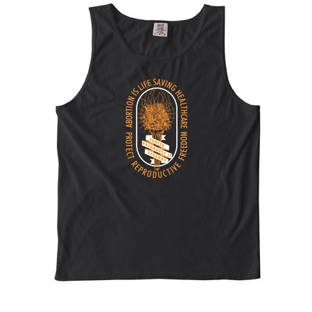 Abortion is Life Saving Healthcare, a Black Comfort Colors Tank Top