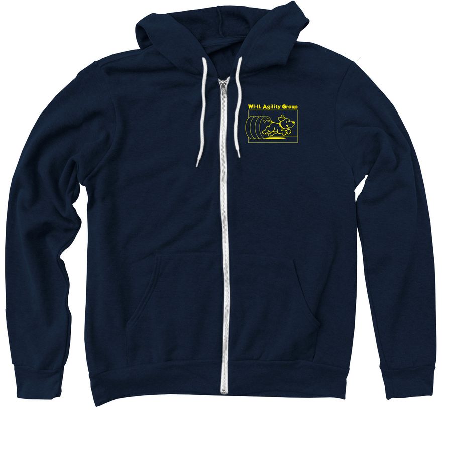 Small Yellow Logo -&nbsp;Shirts + Sweatshirts, a Navy Zip Up Hoodie