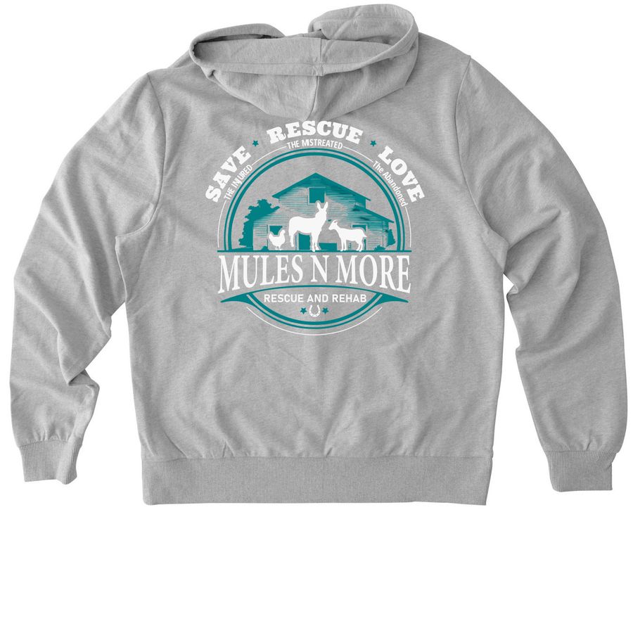 Logo- Zip up, a Granite Grey Heather Allmade Organic French Terry Zip Up Hoodie (back-view)