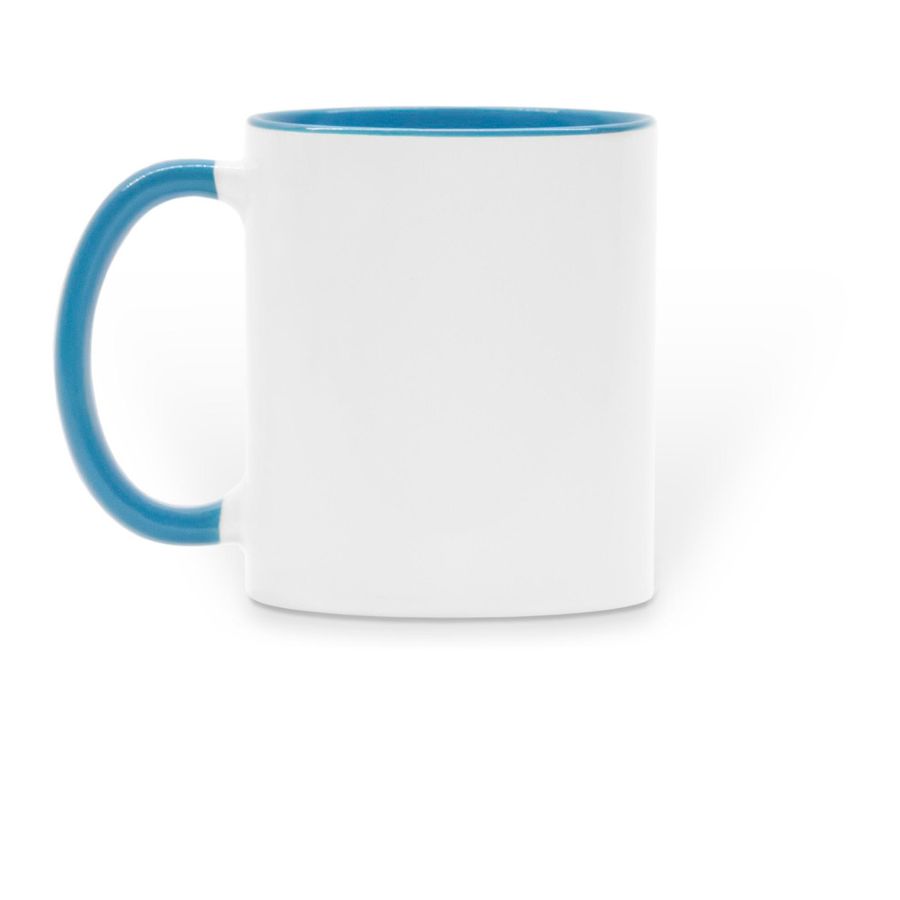SLP Mug, a Light Blue Two-Tone Ceramic Mug (back-view)