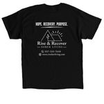 Rise & Recover Community Partner!&nbsp;, a Black Classic Unisex Tee (back-view)