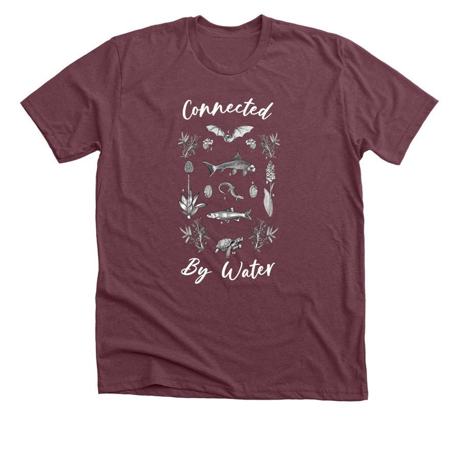 Connected By Water- Light Graphic Shirts, a Heather Maroon Premium Unisex Tee