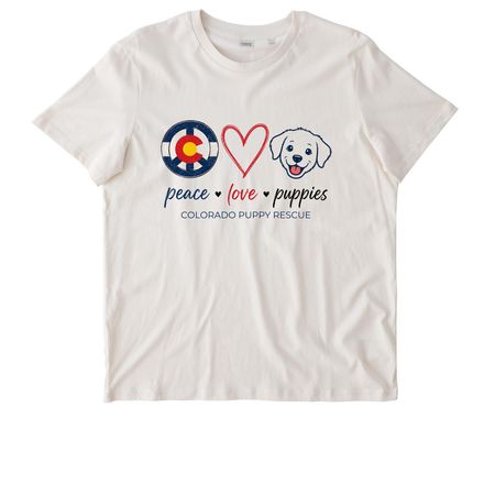 Peace, Love, Puppies T-Shirt, a Vintage White Stanley/Stella Unisex Crafter Tee
