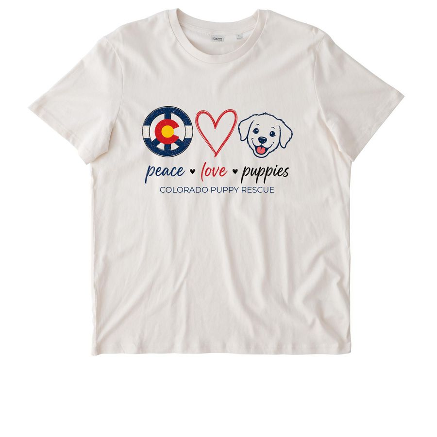 Peace, Love, Puppies T-Shirt, a Vintage White Stanley/Stella Unisex Crafter Tee