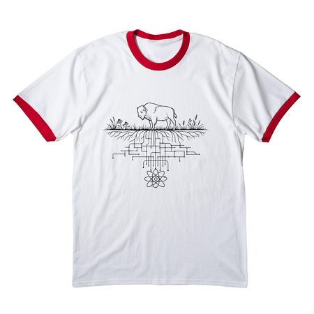 Fermilab Infrastructure Services Directorate, a White/ Red Cotton Ringer Tee