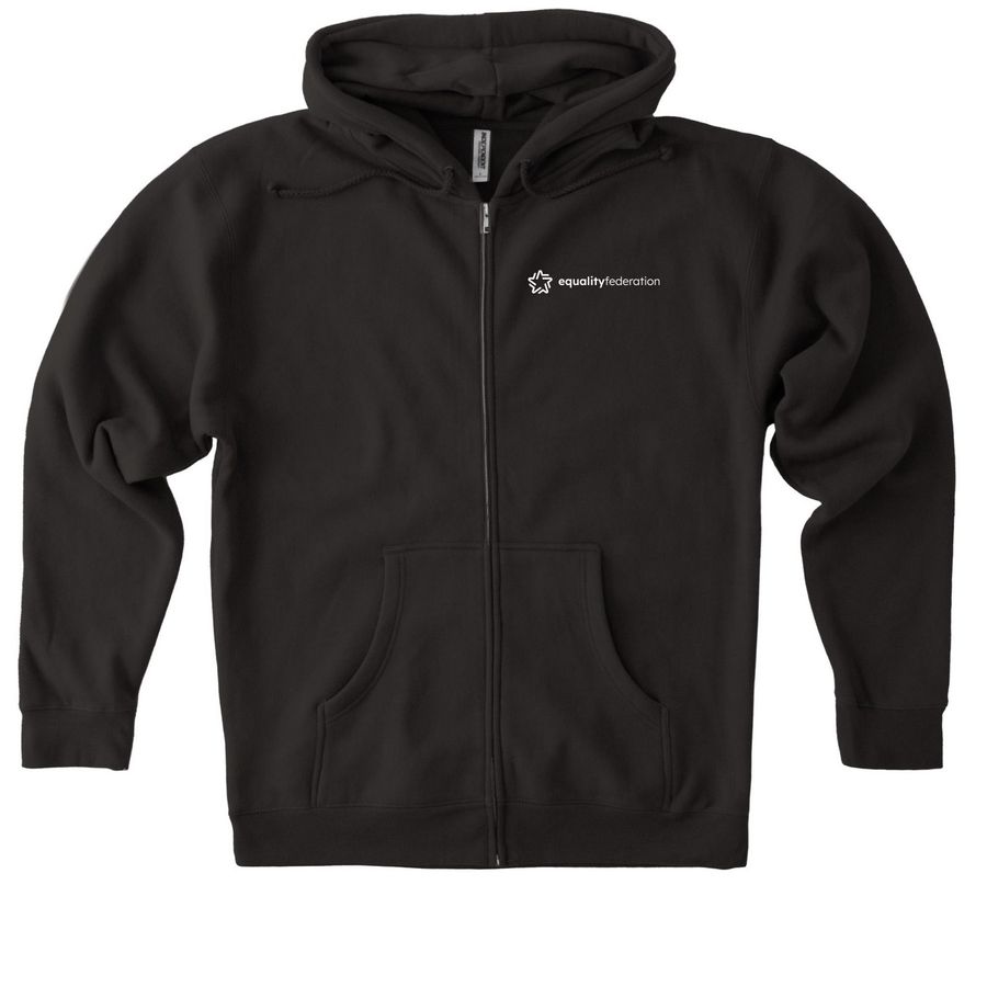 LGBTQ+ Liberation Zip Up, a Black Heavyweight Zip Up Hoodie