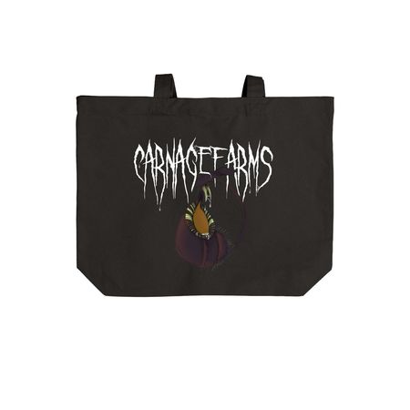 CarnageTote, a Deep Black Cotton Canvas Tote Bag (back-view)