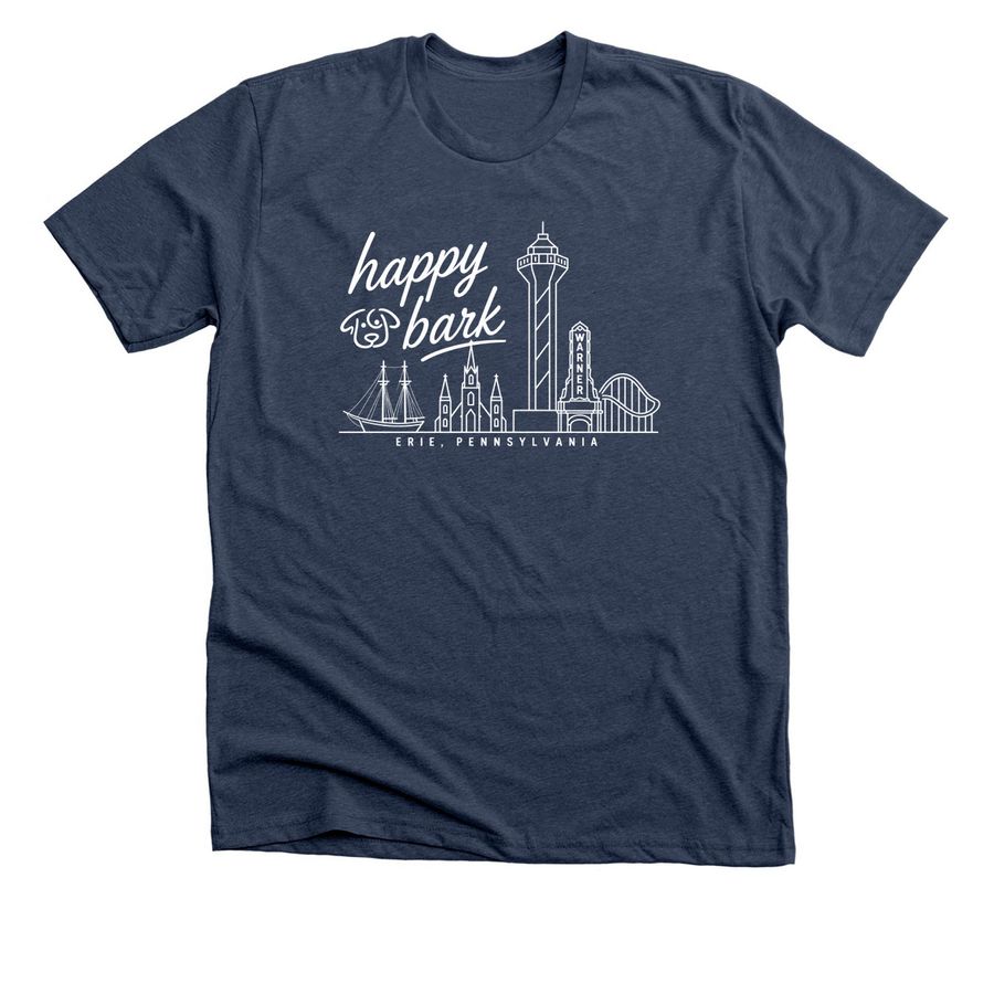 Hometown Happy, a Heather Navy Premium Unisex Tee