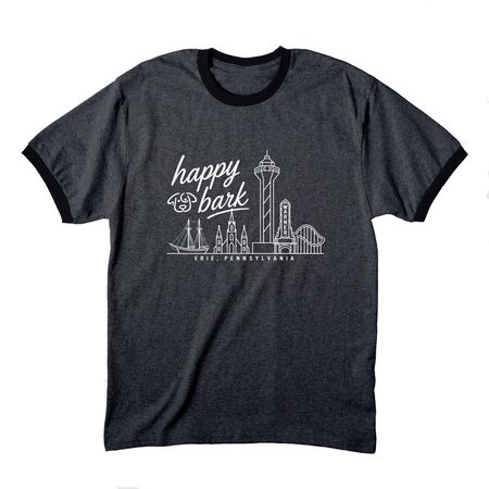 Hometown Happy, a Dark Heather Grey/ Jet Black Cotton Ringer Tee