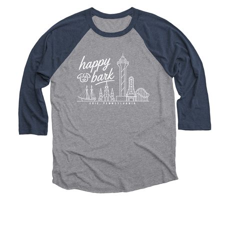 Hometown Happy, a Vintage Navy and Premium Heather 3/4 Sleeve Baseball Tee