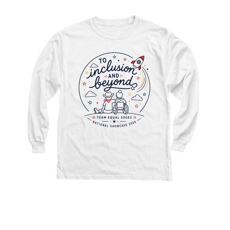 Inclusion and Beyond - National Showcase '26, a White Youth Long Sleeve Tee