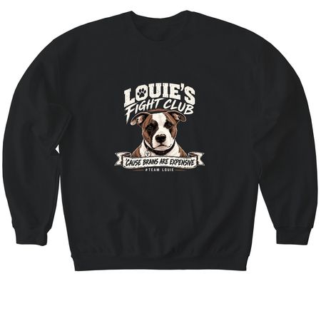 Louie?s Fight Club | Help Fund His Brain MRI, a Black Softstyle Crewneck Sweatshirt