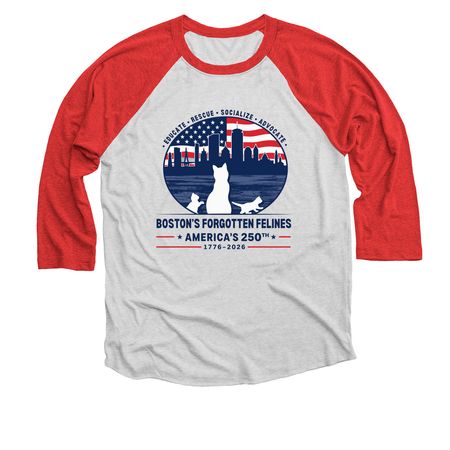 America's 250th Birthday, a Red and Heather White 3/4 Sleeve Baseball Tee