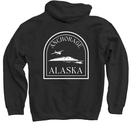 Premium Anchorage Collection/9 Sweater styles, a Black Pullover Hoodie (back-view)