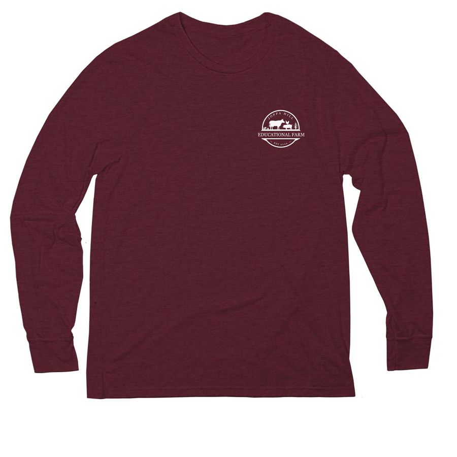 Support Farmers, a Vino Red Allmade Eco Triblend Long Sleeve Tee