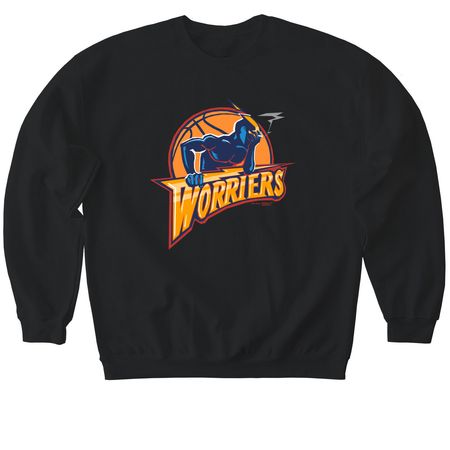 WORRIERS (Front), a Black Softstyle Crewneck Sweatshirt