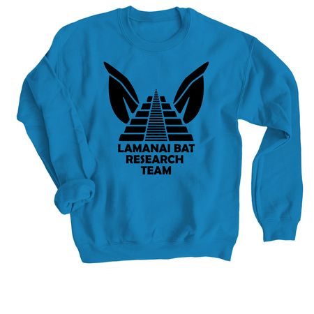 Lamanai Bat Research Team, a Sapphire Crewneck Sweatshirt