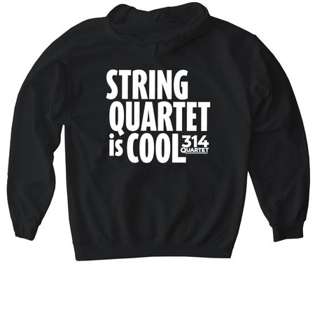 String Quartet is Cool Hoodie, a Black Gildan Softstyle Pullover Hoodie (back-view)