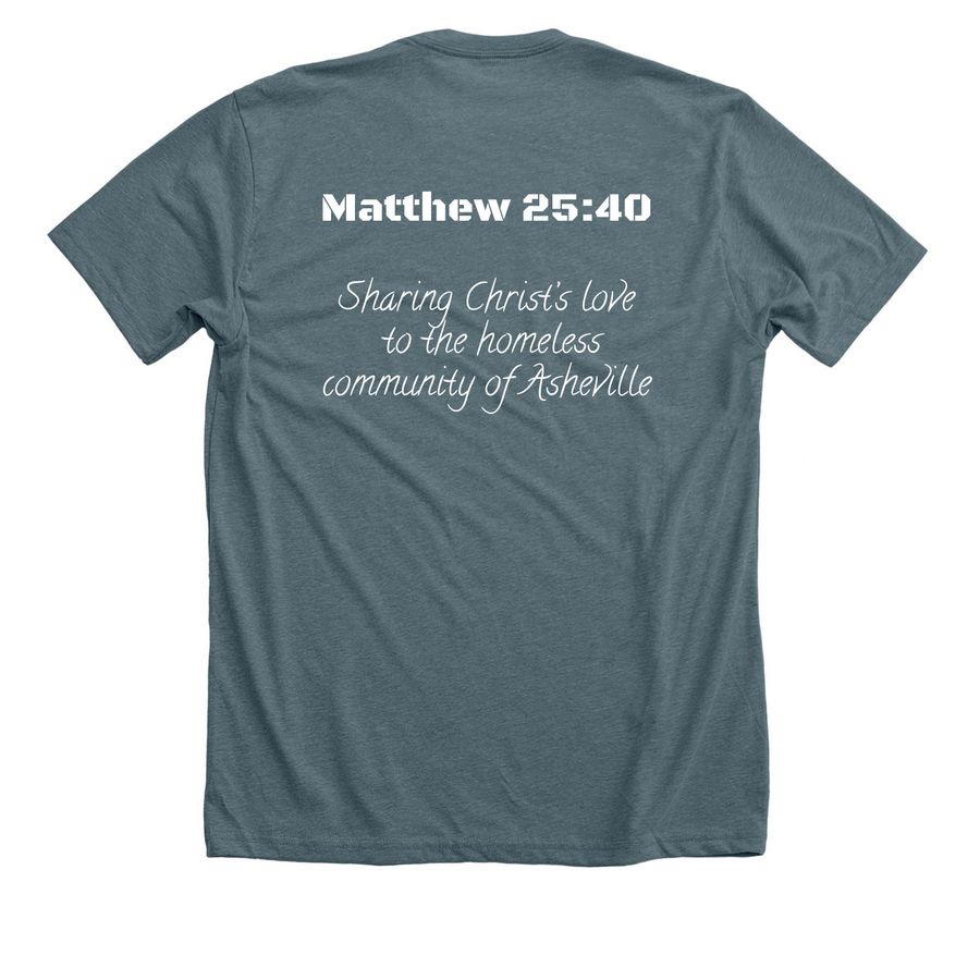 LOT Asheville, a Heather Slate Premium Unisex Tee (back-view)