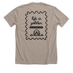 Life is Golden for Childhood Cancer&nbsp;, a Heather Stone Premium Unisex Tee (back-view)