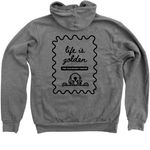 Life is Golden for Childhood Cancer&nbsp;, a Deep Heather Zip Up Hoodie (back-view)