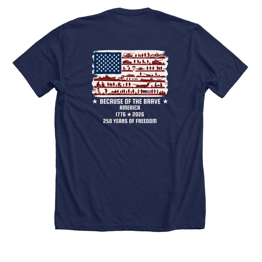Troopster | USA 250th, a Solid Navy Blend Premium Unisex Tee (back-view)