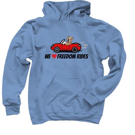 We LOVE Freedom Rides, a Carolina Blue Pullover Hoodie
