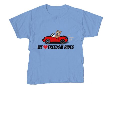We LOVE Freedom Rides, a Carolina Blue Youth Unisex Tee