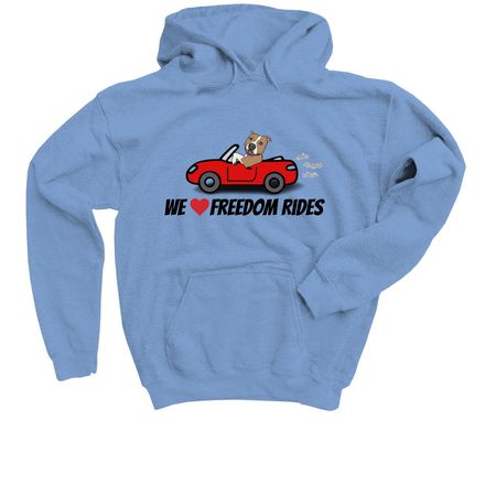 We LOVE Freedom Rides, a Carolina Blue Youth Pullover Hoodie
