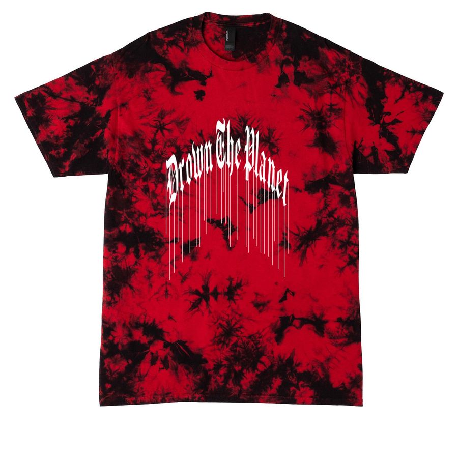 the blessed /// the cursed, a Black/ Red Crystal Tie Dye Tee