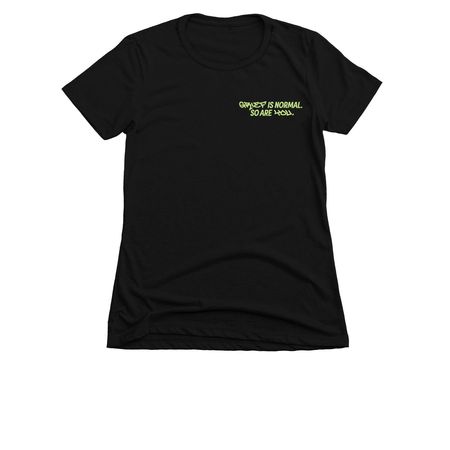 Grief is Normal, So Are You: Neon Green Tops, a Black Women's Slim Fit Tee