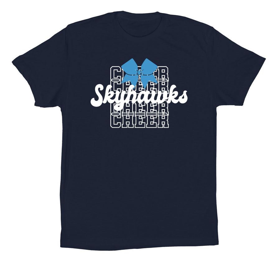 Skyhawks Cheer with Bow, a Navy Premium Cotton Tee