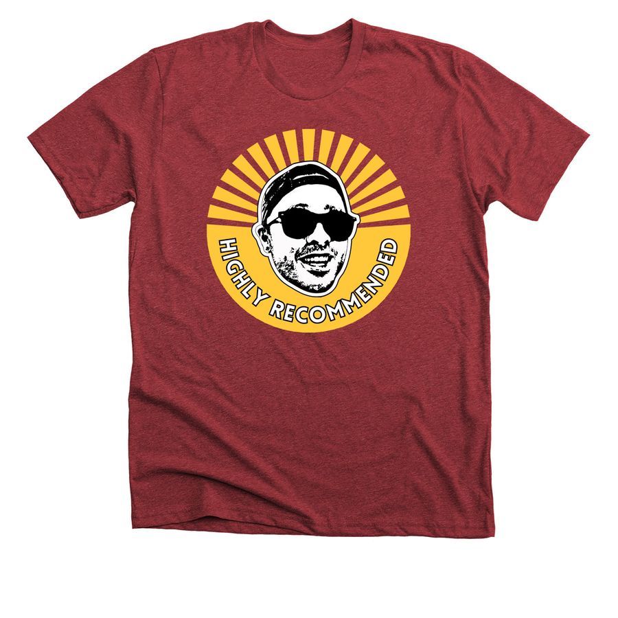 Highly Recommended Sunburst Logo, a Heather Canvas Red Premium Unisex Tee