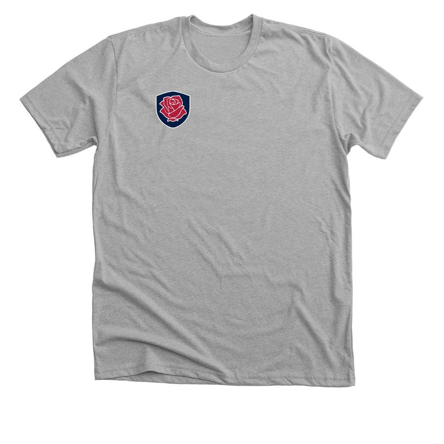 Red Rose Track Club crest, a Athletic Heather Premium Unisex Tee