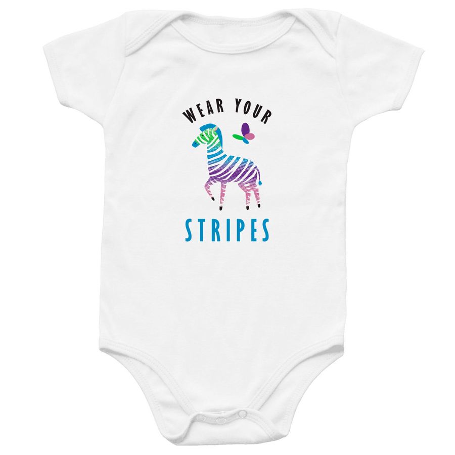 Wear Your Stripes White Onesie, a White Infant Onesie