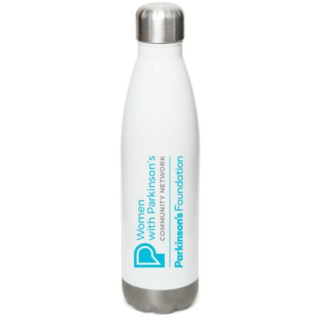 Women with Parkinson's Water Bottle, a White Stainless Steel Water Bottle