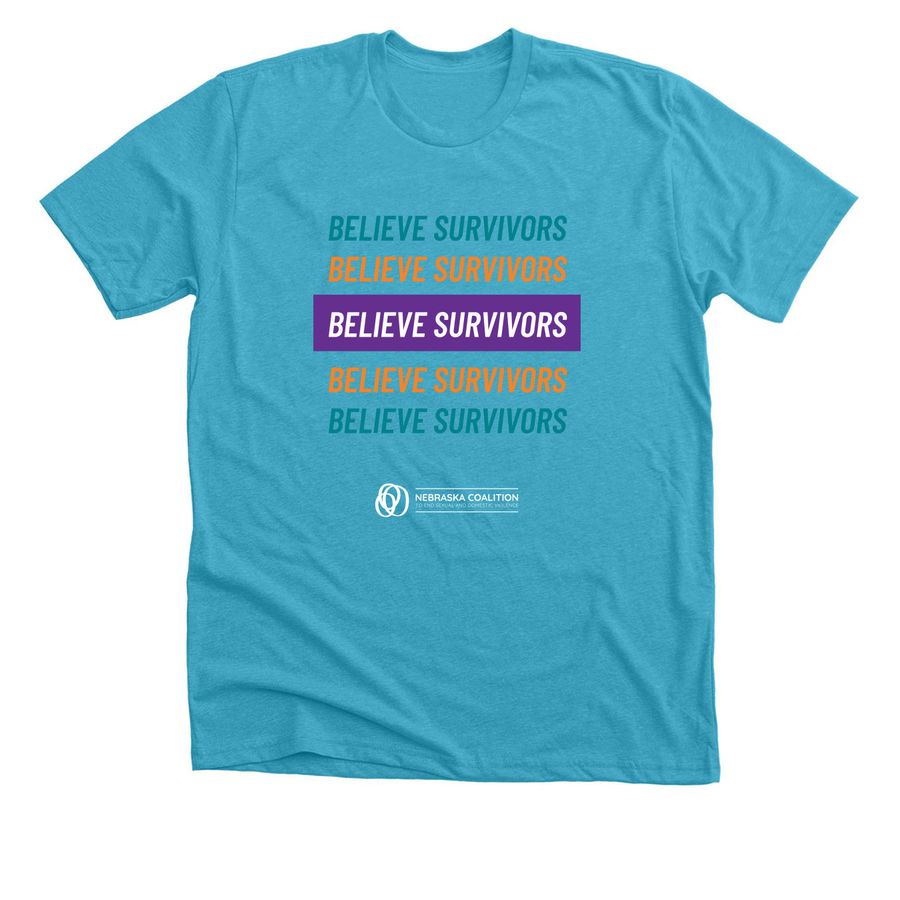 Believe Survivors, a Heather Aqua Premium Unisex Tee