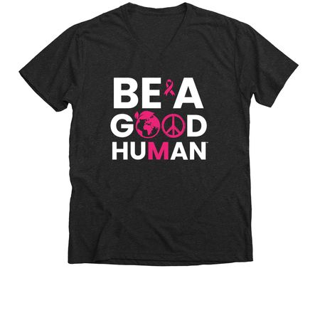 BAGH Xtra Pink!, a Dark Grey Heather Premium V-Neck Tee