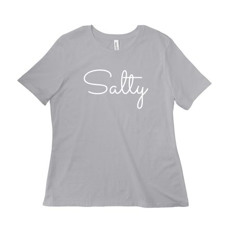 Salty, a Solid Athletic Grey Women?s Relaxed Cotton Tee
