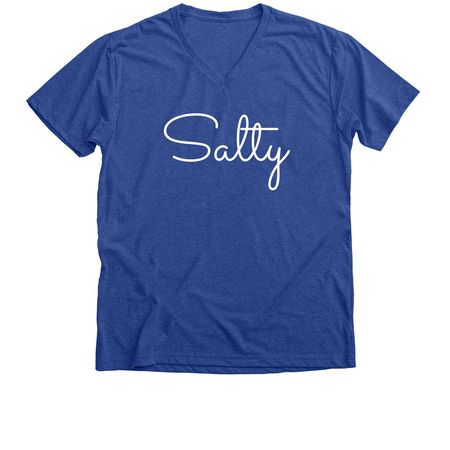 Salty, a Heather True Royal Premium V-Neck Tee
