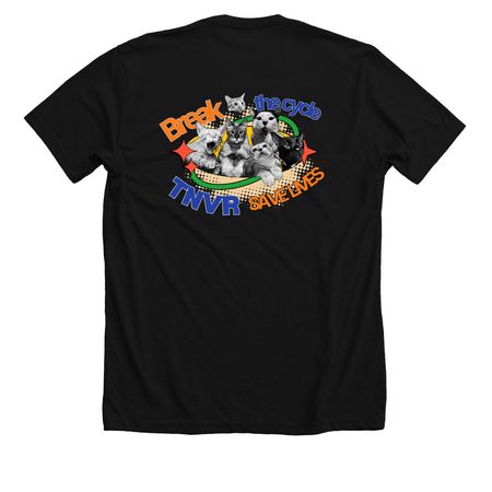 Break the Cycle, TNVR save lives | GraphicTee, a Solid Black Blend Premium Unisex Tee (back-view)