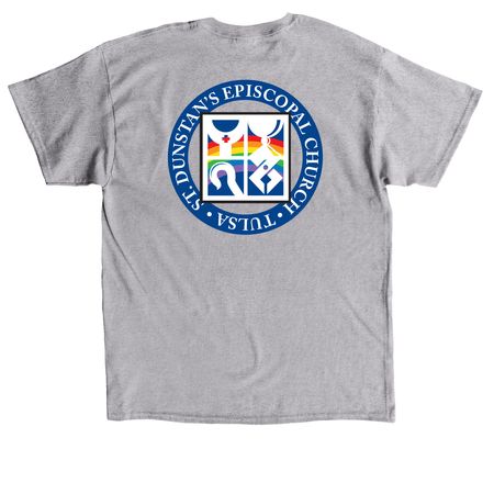 St. D's 2025 Pride Shirt, a Sport Grey Classic Unisex Tee (back-view)