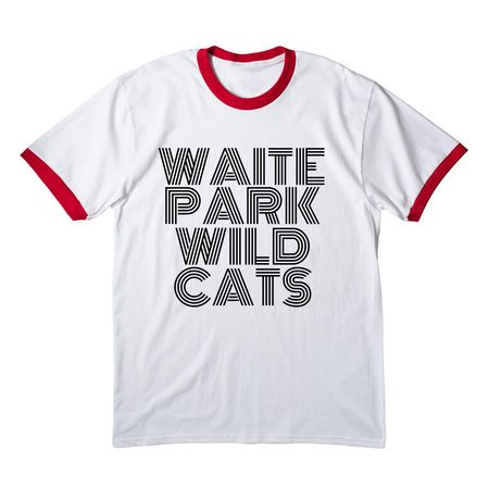 Adult Sizes, a White/ Red Cotton Ringer Tee