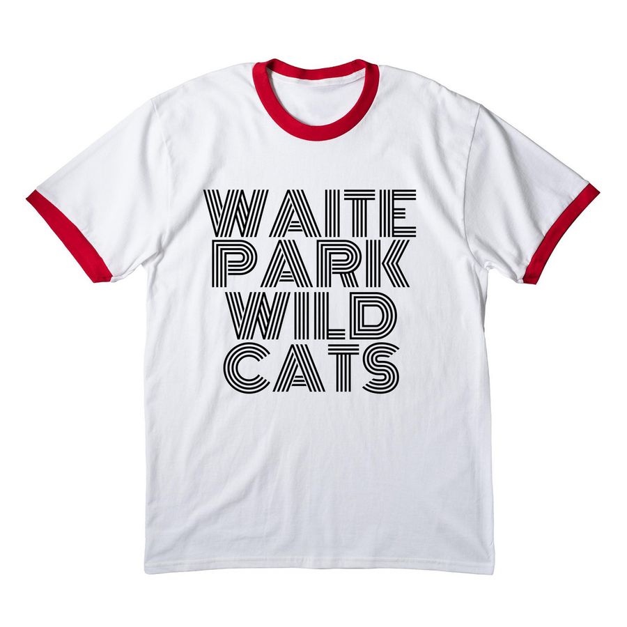 Adult Sizes, a White/ Red Cotton Ringer Tee