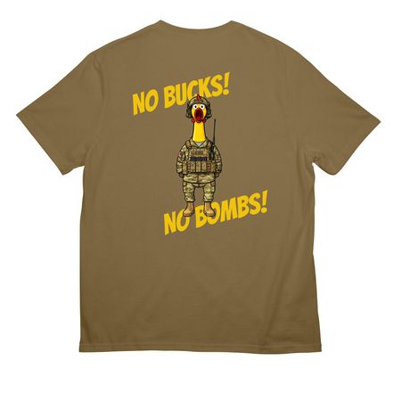 Coyote Brown 5 CPTS Morale No Bucks No Bombs, a Coyote Brown All-American Unisex Tee (back-view)