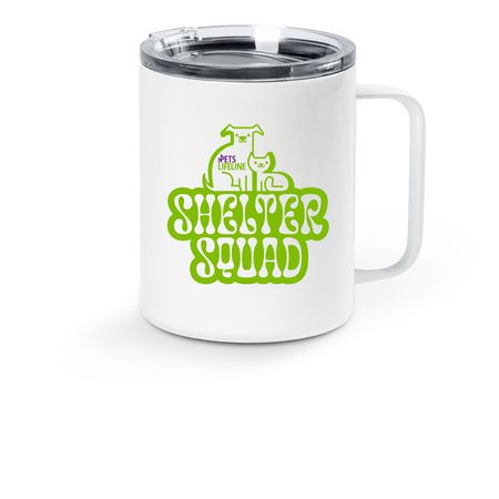 Shelter Squad Travel Mug, a White Stainless Steel Travel Mug