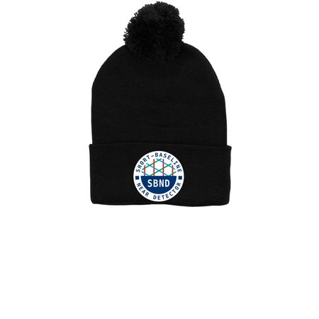 Beanie, a Black Printed Pom-Pom Beanie