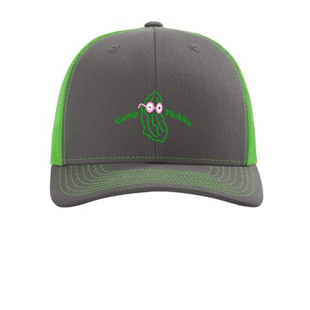 Camp Pickles, a Charcoal/ Neon Green Printed Snapback Trucker Cap