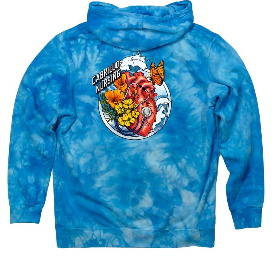 Fall 26 Cabrillo Nursing, a Aqua Blue Tie Dye Pullover Hoodie (back-view)